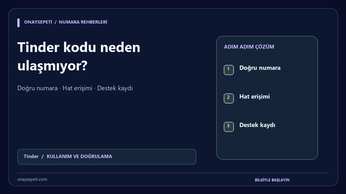 Tinder SMS Kodu Gelmiyor: Numara ve Teslim Kontrolü