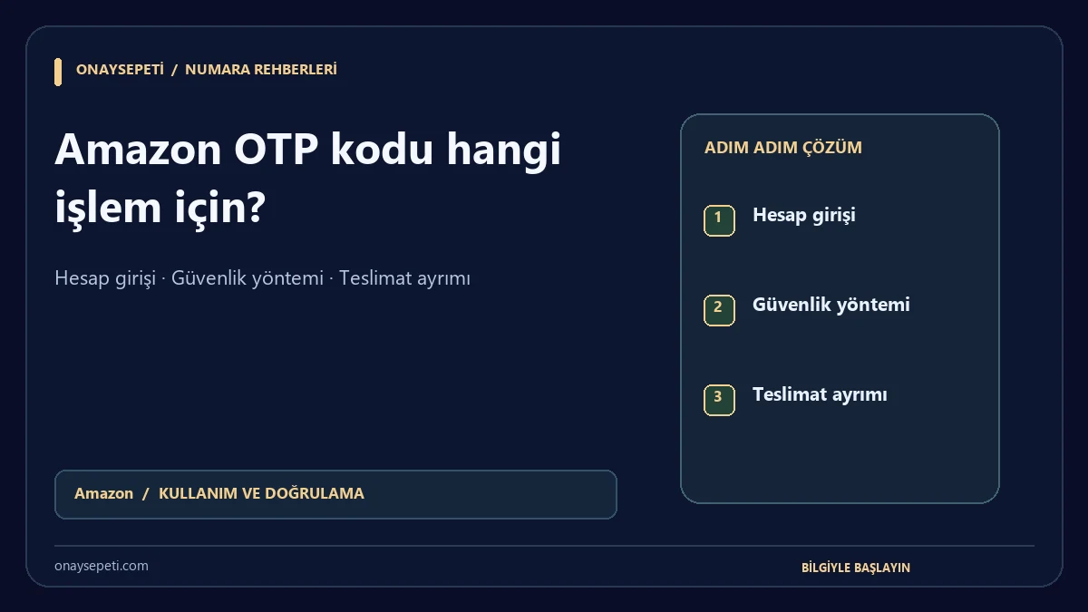 Amazon OTP Kodu Gelmiyor: Giriş ve Güvenlik Kontrolü